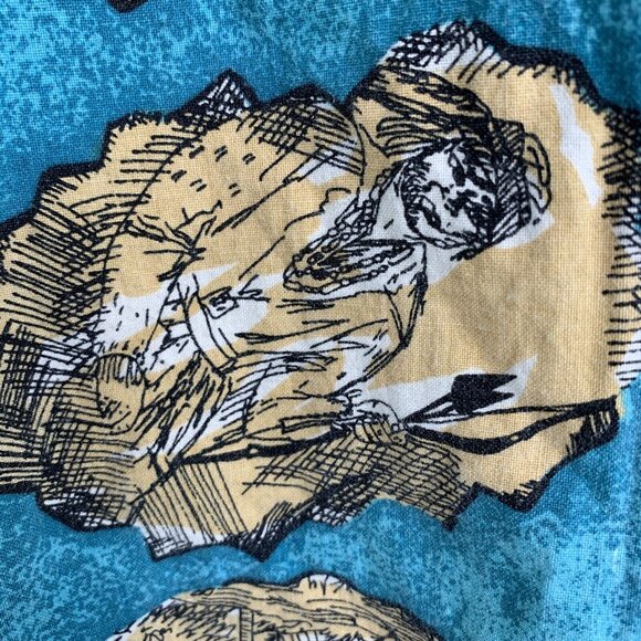 Vintage Roper Western Button-Up Shirt With Native American Print In Turquoise & - Picture 5 of 10